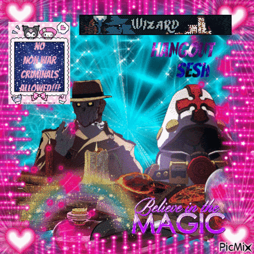 a poster that says believe in the magic and wizard hangout bash
