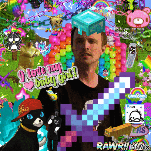 a picture of a man with a diamond block on his head and the words " i love my baby girl " on the bottom