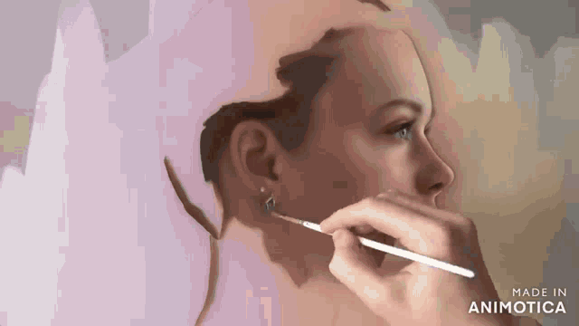 a painting of a woman 's face is made in animatica