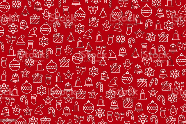 a seamless pattern with christmas icons on a red background royalty - free