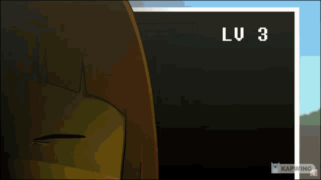a cartoon character with red eyes and the words i will kill you lv 19
