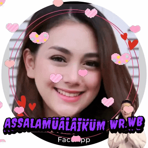 a woman 's face is surrounded by pink hearts and says assalamualaikum wr.wb