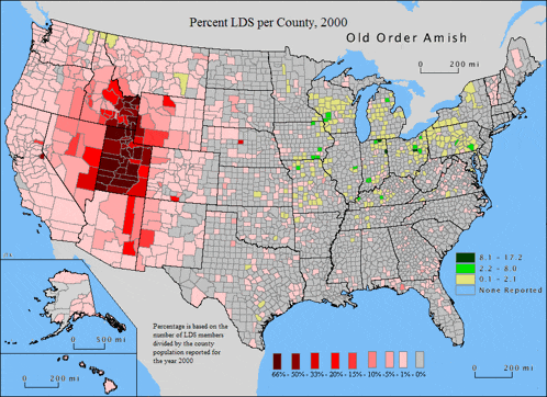 a map showing the percent lds per county in 2080
