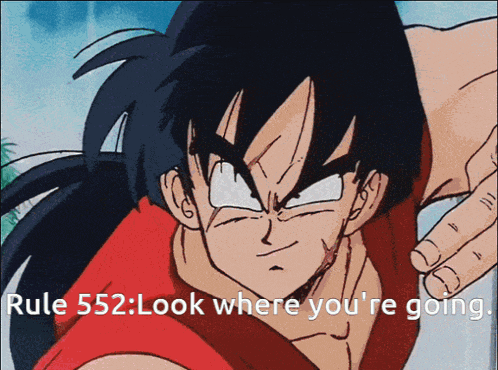 a picture of a man with the words rule 552 look where you 're going below him