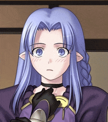 a girl with blue hair is wearing a black choker