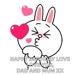 a cartoon bunny is blowing a kiss with a heart in its mouth .