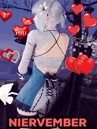 a picture of a girl with hearts around her and the words niervember on the bottom