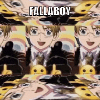 a picture of a man with glasses and the words fallaboy on top