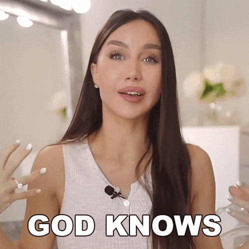 a woman says god knows in front of a microphone