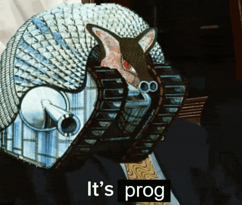 a painting of a armadillo with the words it 's prog written below it