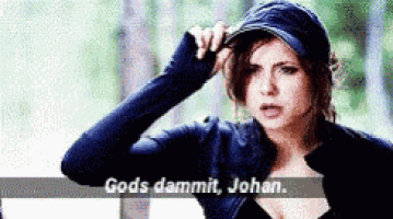 a woman wearing a hat says gods dammit johan ..