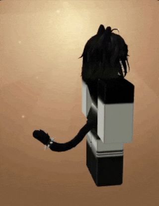 a cartoon character with black hair and a black tail