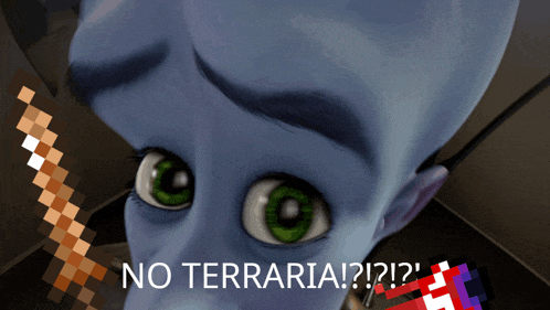 a picture of a cartoon character with the words no terraria