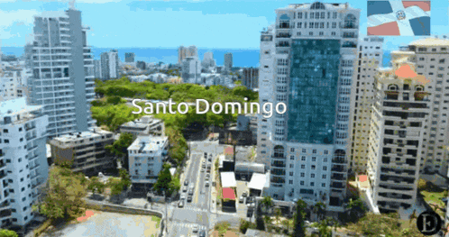 an aerial view of santo domingo with a large building in the middle