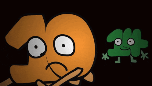 a cartoon drawing of a number 9 and a cartoon drawing of a number four