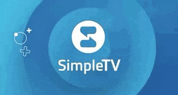 the simpletv logo is on a blue background with a circle .