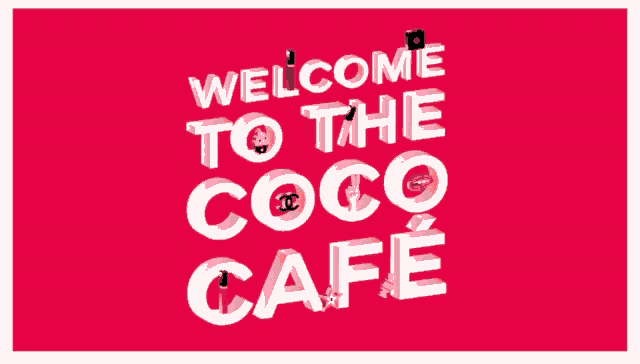 a sign that says welcome to the coco cafe on a red background
