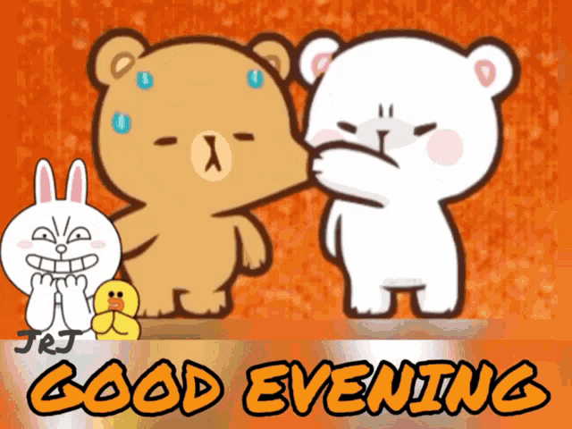 a poster that says good evening with cartoon characters on it