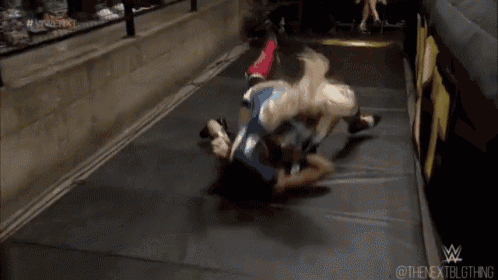 a woman is wrestling another woman in a wrestling ring