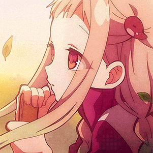 a close up of a girl holding a wallet with leaves flying in the background