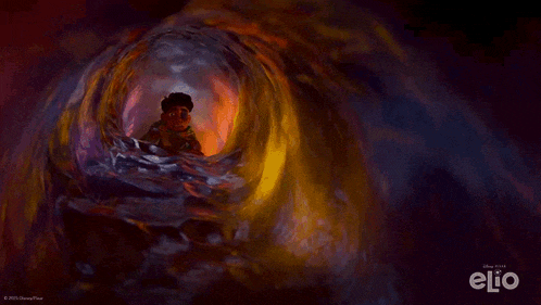 a painting of a man in a tunnel with the word elio on the bottom right