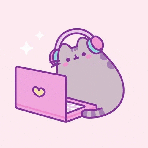 a cat wearing headphones is sitting in front of a laptop
