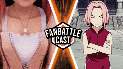 a picture of a girl and a picture of a girl with the words fanbattle cast on it