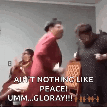 a group of people are dancing in a room with the words `` ain 't nothing like peace ''