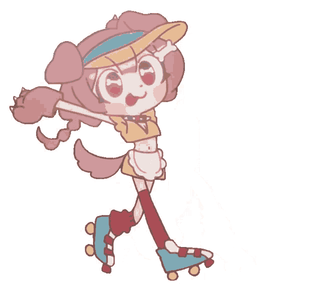 a drawing of a girl wearing roller skates
