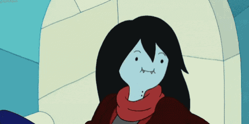 a cartoon character named marceline is wearing a scarf around her neck