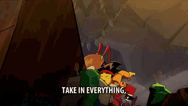 a cartoon character says " and then do it " in a video game scene