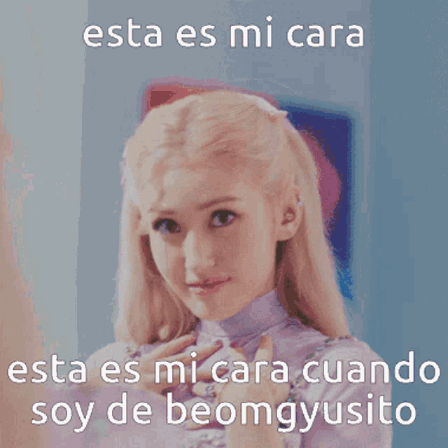 a picture of a girl with the words esta es mi cara