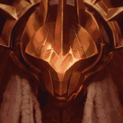 a woman in a golden armor is standing in front of a yellow light .