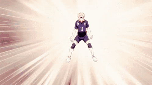 a volleyball player wearing glasses and a number 11 jersey is kneeling down in front of a white background .