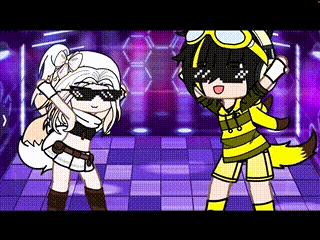 a boy and a girl are dancing on a stage in a video game .