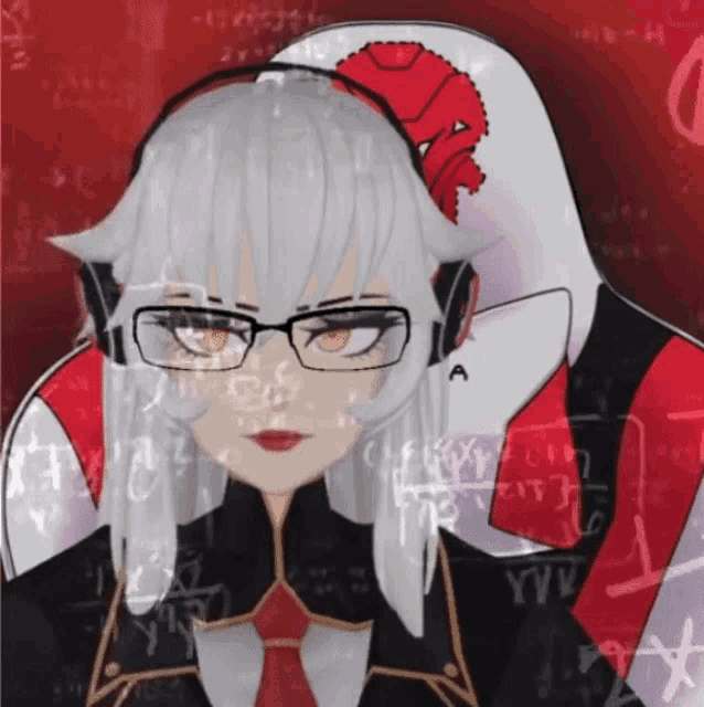 a drawing of a girl wearing glasses and headphones with the letter a visible