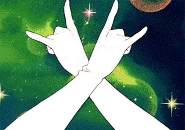 a cartoon illustration of a person 's hands crossed