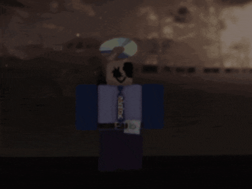 a roblox character wearing a blue shirt and tie