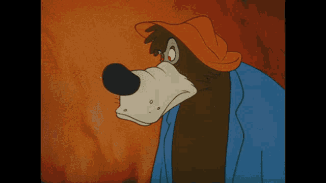 a cartoon character wearing a hat and a blue jacket