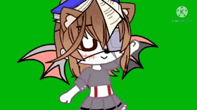 a cartoon girl with wings and a book on her head .