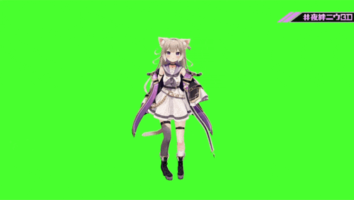 a green screen with a cartoon character with a sword