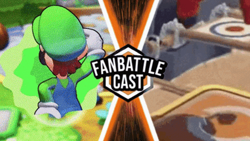 a poster for a fan battle cast with a cartoon character on it