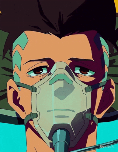 a cartoon of a man wearing an oxygen mask with the word vida on the bottom