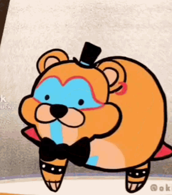 a cartoon of a bear wearing a top hat and a bow tie .