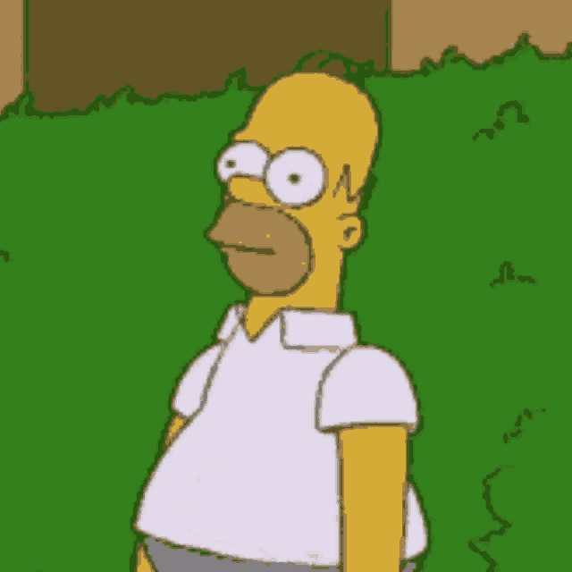 a cartoon of homer simpson standing in a field