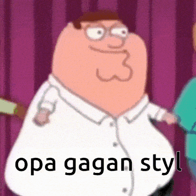 peter griffin from family guy is wearing a white shirt and glasses