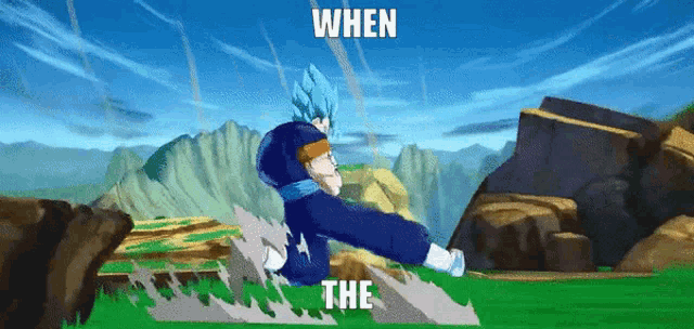 a picture of a video game character with the words " when the " above him