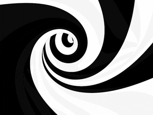 a black and white swirl with a circle in the center