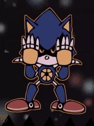 a drawing of sonic the hedgehog giving a middle finger