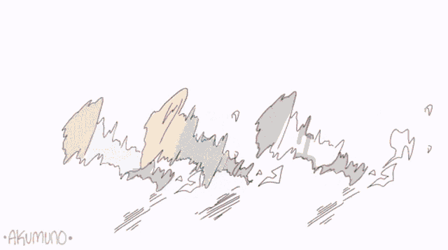 a drawing of a group of anime characters with akumuno written on the bottom